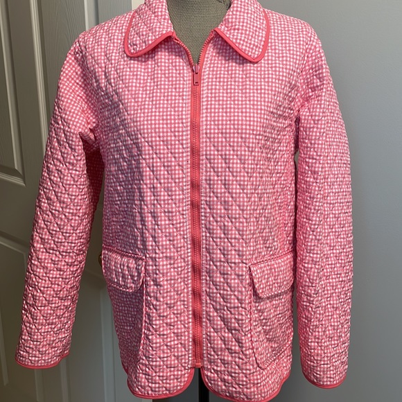 BLASSPORT Reversible Quilted Jacket Solid Peach & Peach/White Gingham Print - Picture 4 of 10